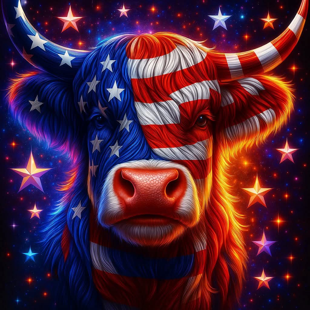 Patriotic Cow 2x2 Magnet