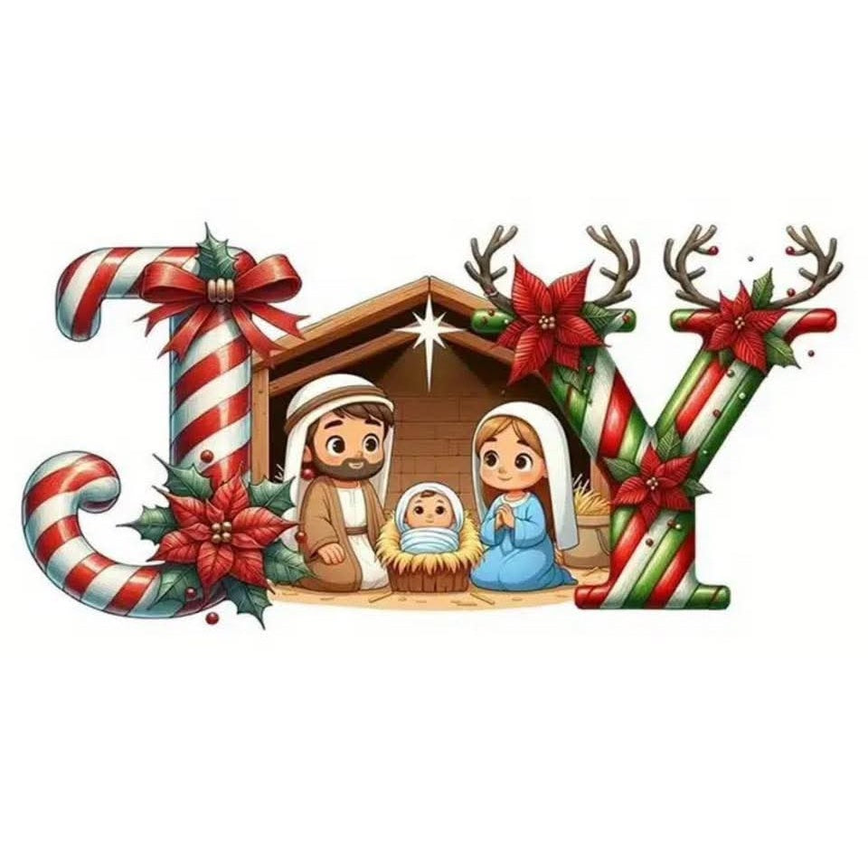 Joy Manger Nativity Christmas 2x2 Magnet