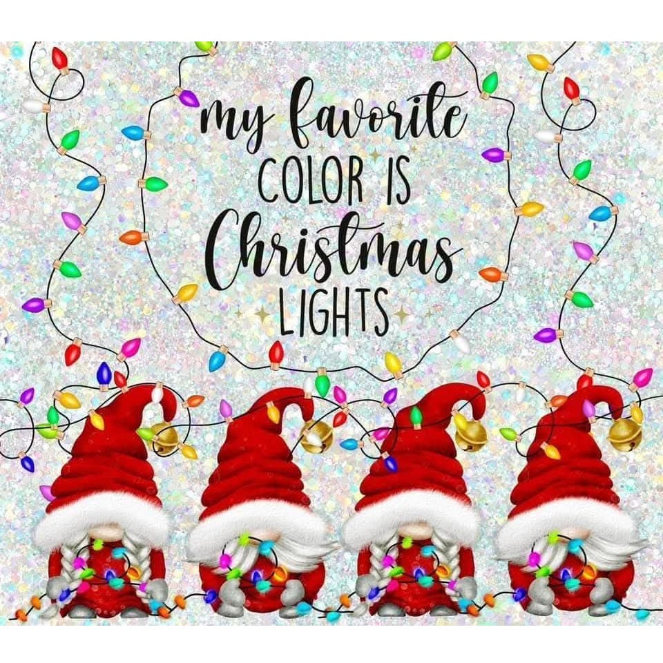 My Favorite Color is Christmas Lights Gnome 2x2 Magnet