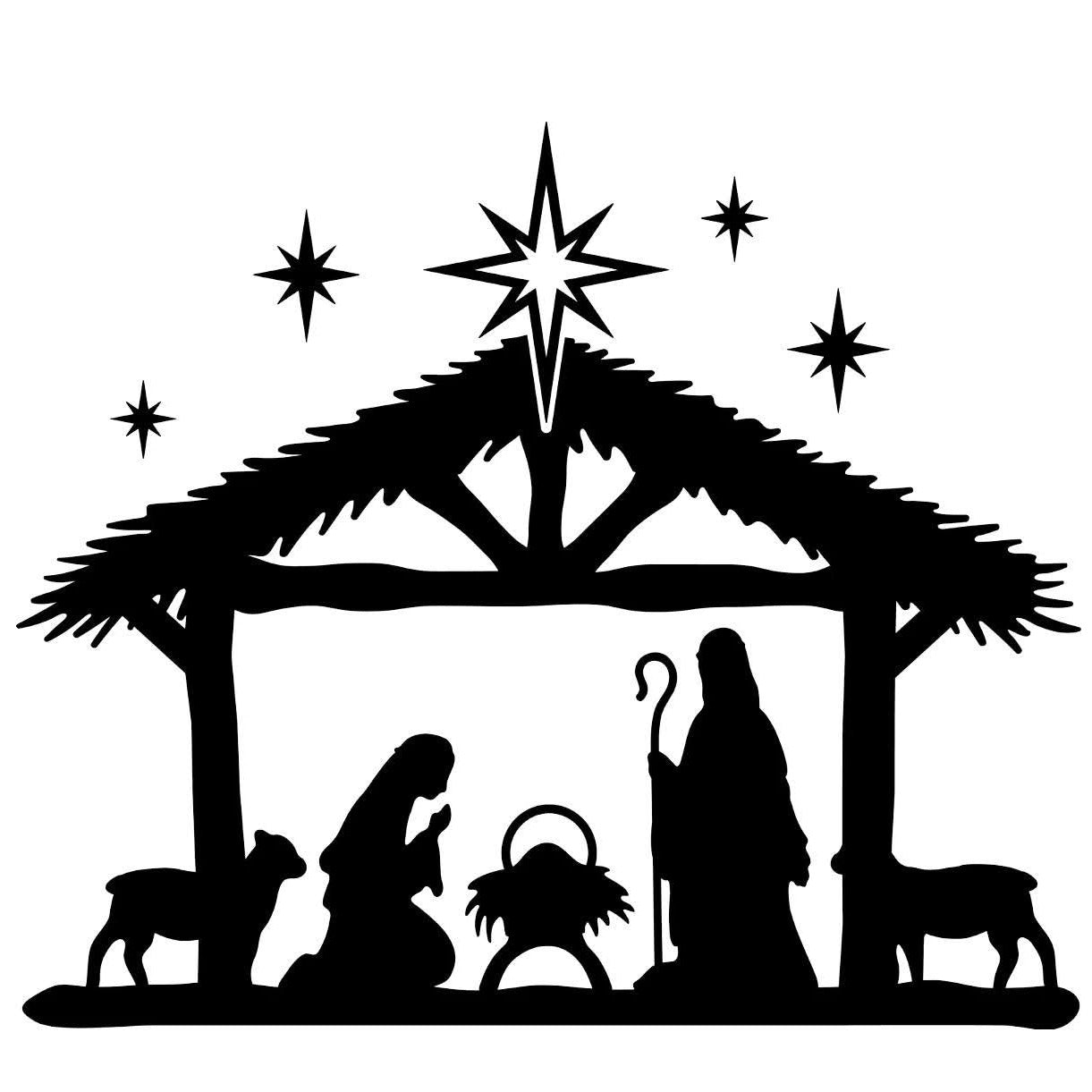 Nativity Scene Black and White 2x2 Magnet