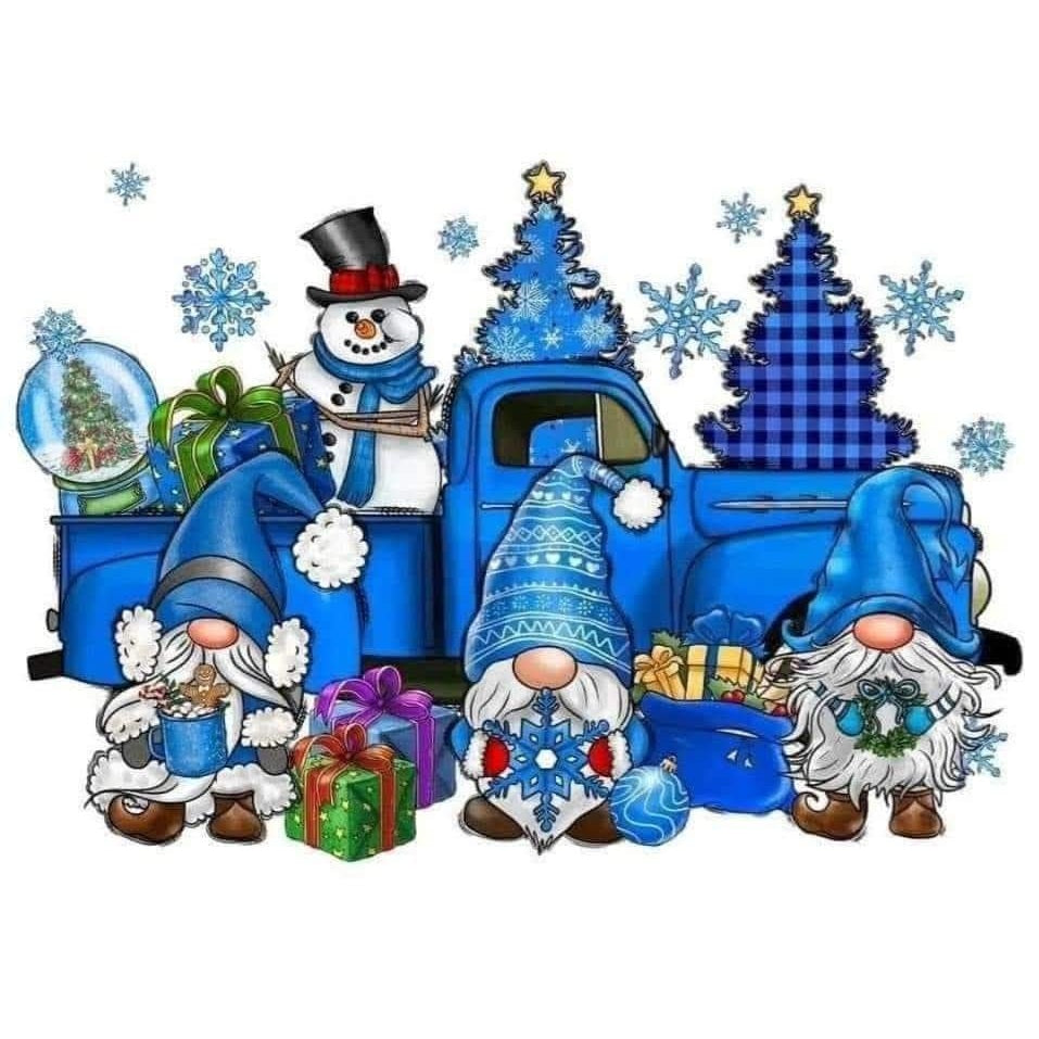 Blue Gnomes Winter 2x2 Magnet