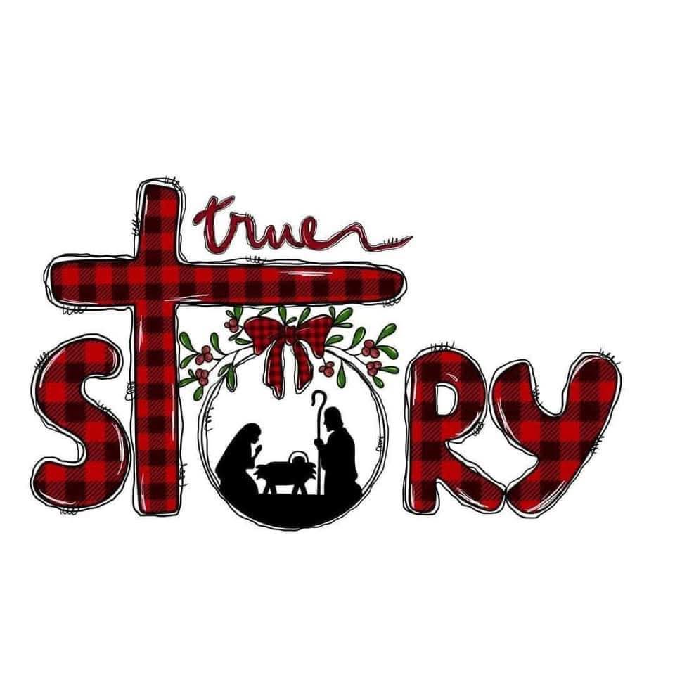 True Story Red Plaid Nativity 2x2 Magnet