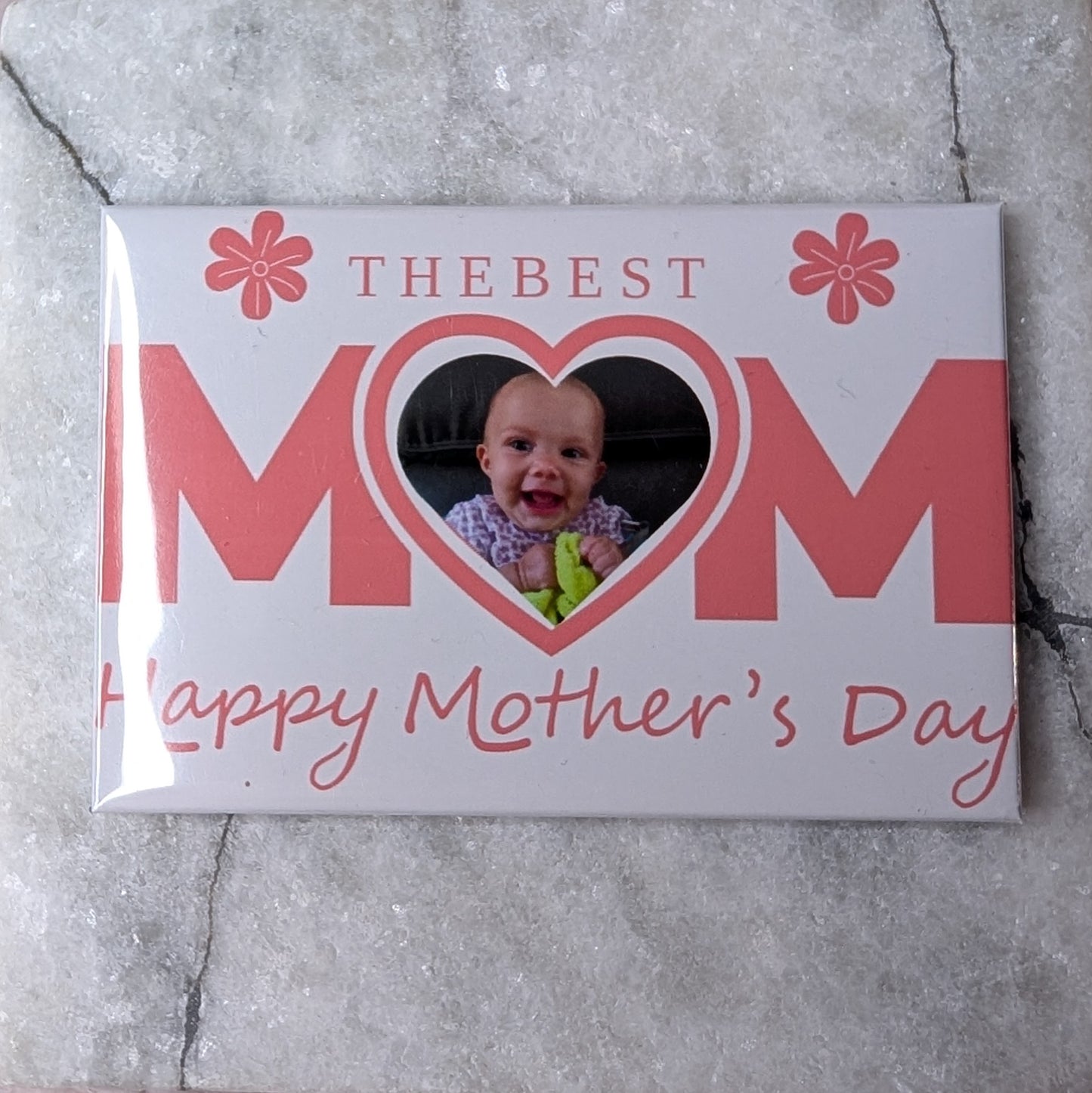 The Best Mom – 2x3 Personalized Heart Photo Mother's Day Magnet