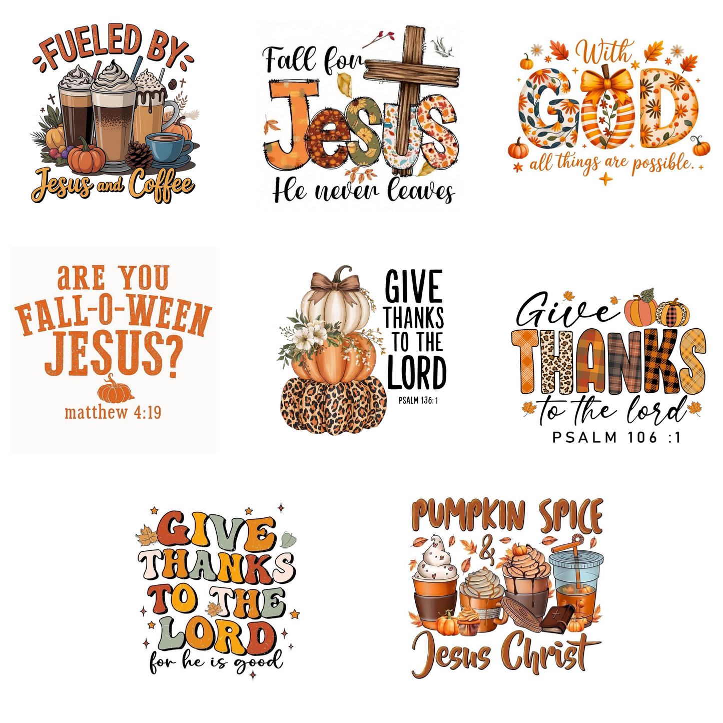 2"x2" Premade Christian Fall/Thanksgiving Magnets