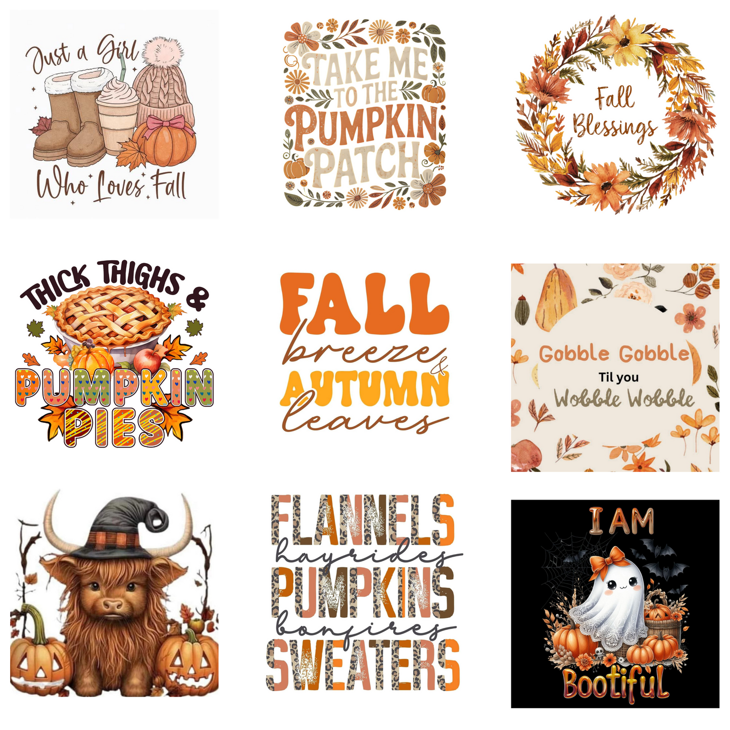 2"x2" Premade Fall/Thanksgiving Magnets
