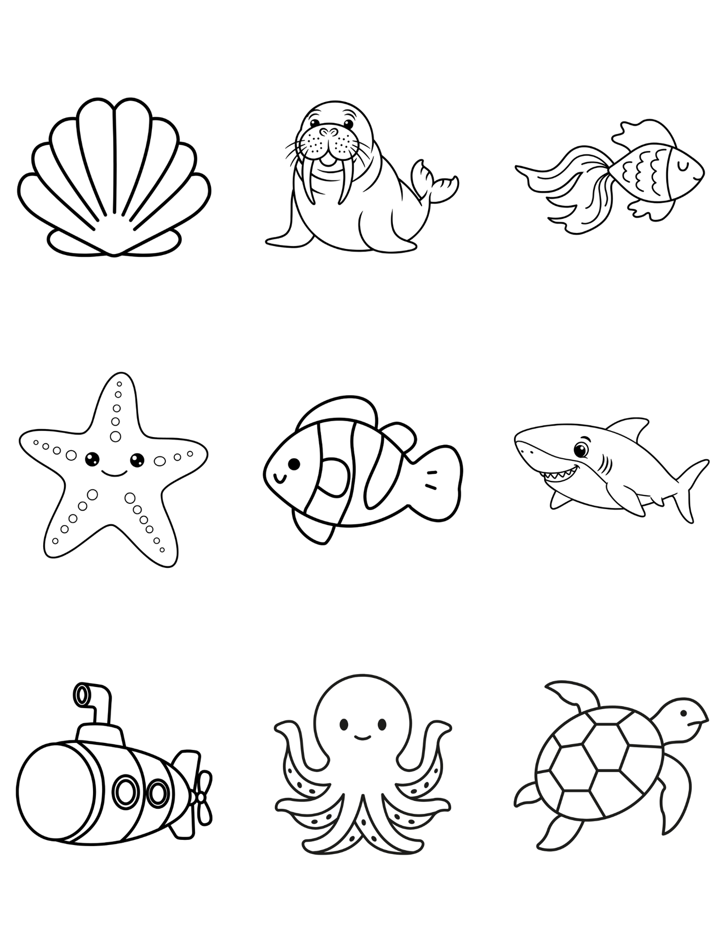 Ocean Coloring Dry Erase Magnets