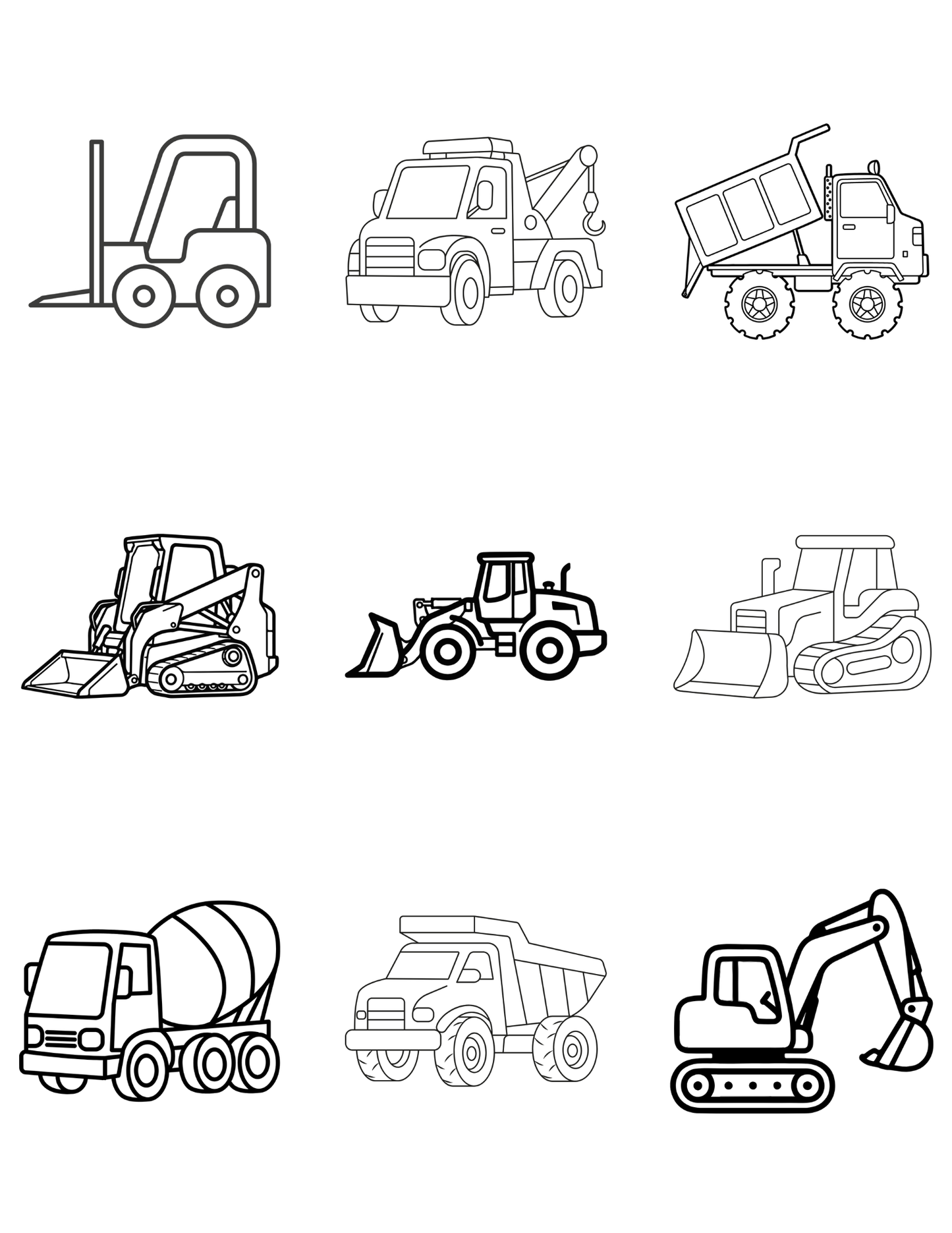Construction Equipment Coloring Dry Erase Magnets