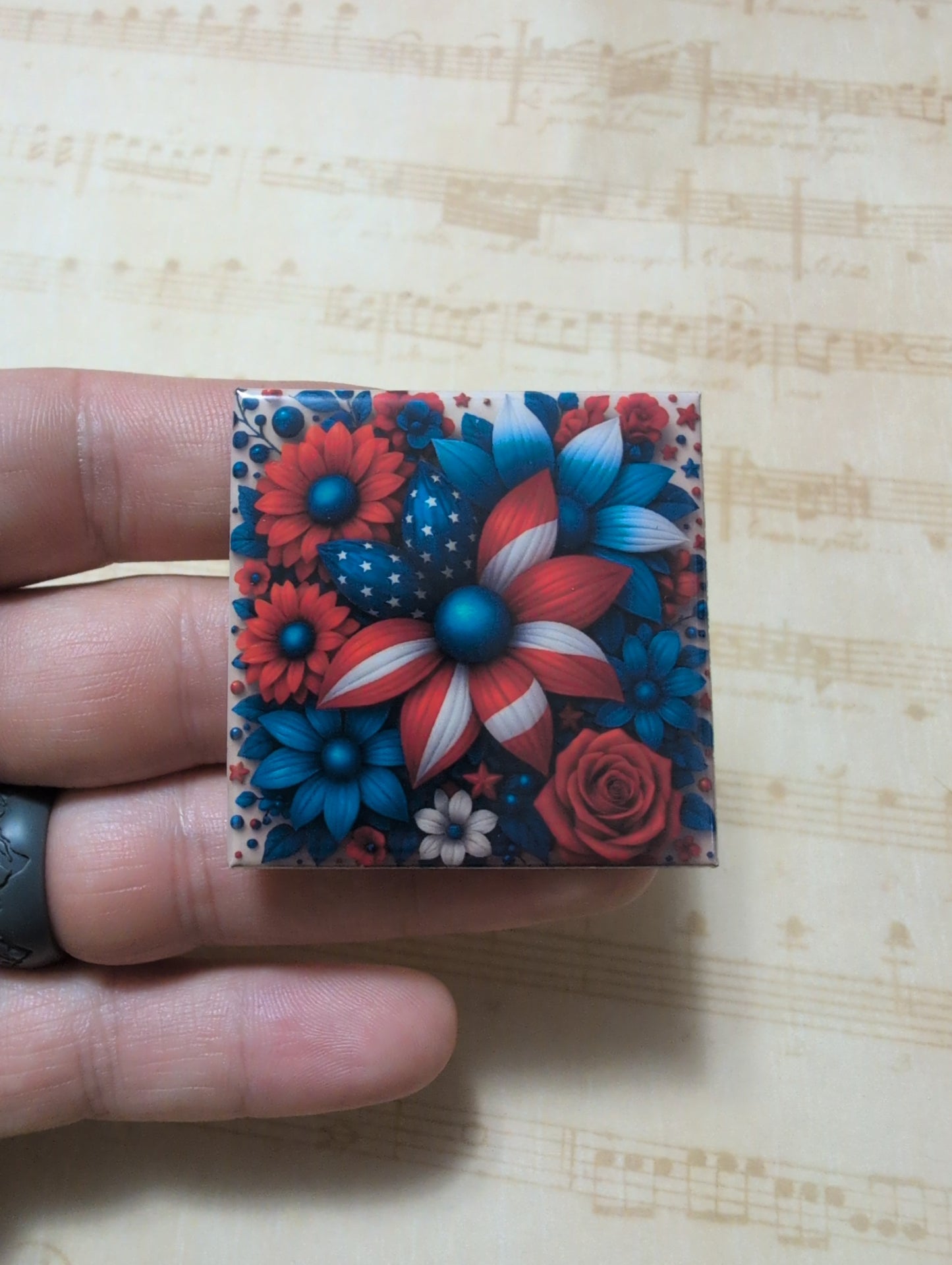 Patriotic Floral 2x2 Magnet