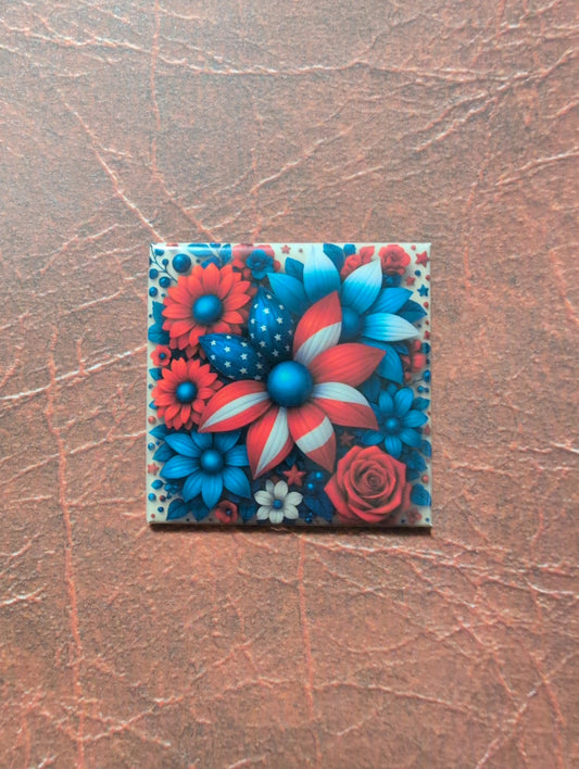 Patriotic Floral 2x2 Magnet