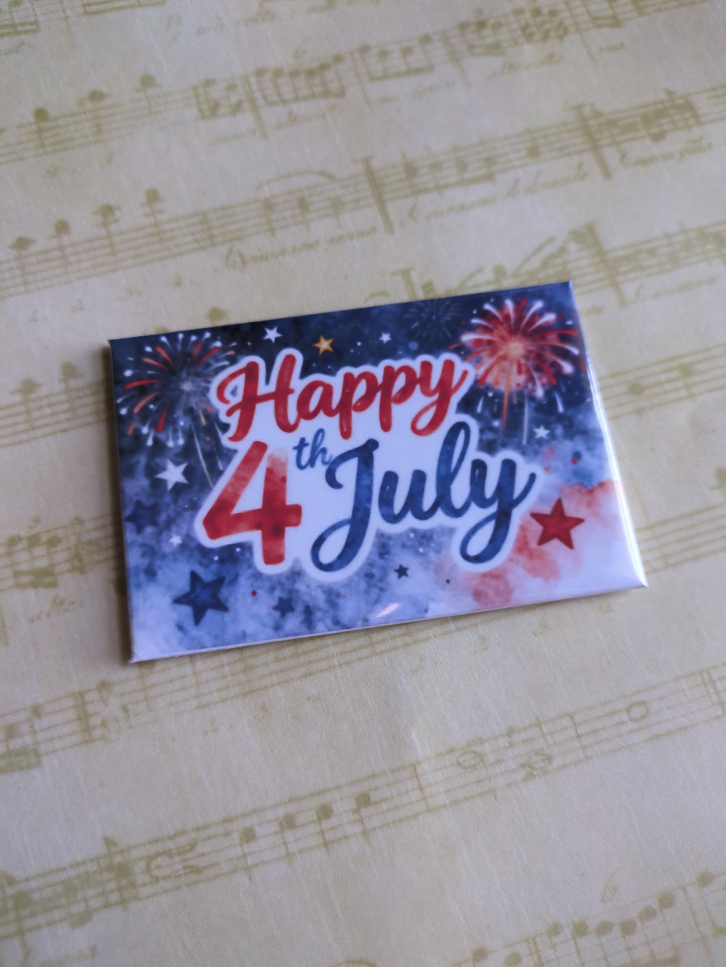 Happy 4th of July Watercolor Fireworks & Stars 2x3 Magnet