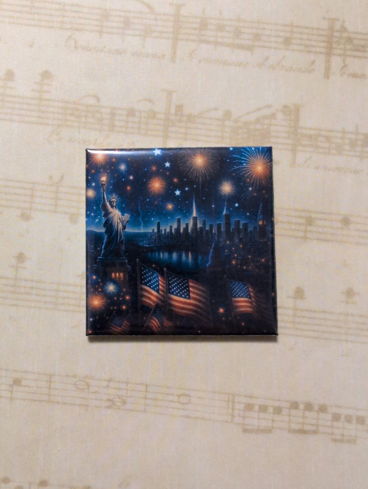 Statue of Liberty Skyline 2x2 Magnet