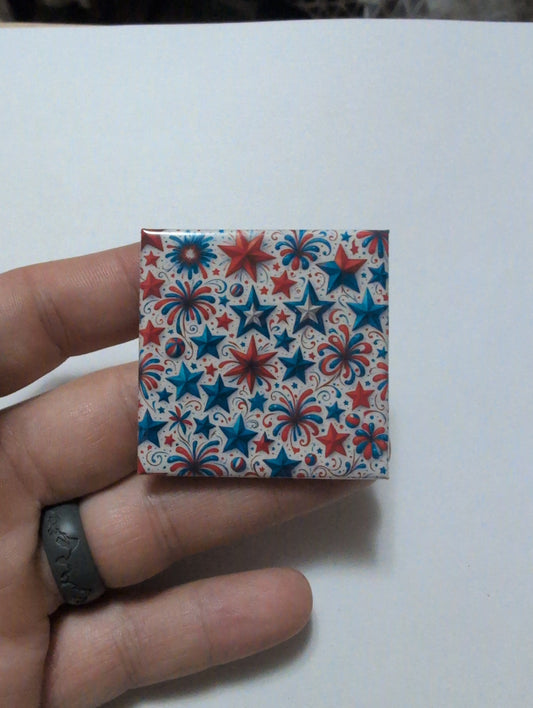 Stars & Fireworks 4th of July 2x2 Magnet