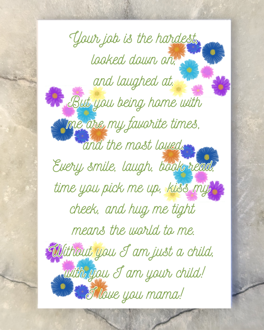 A Love Letter to My Stay at Home Mom – 2x3 Watercolor Floral Magnet