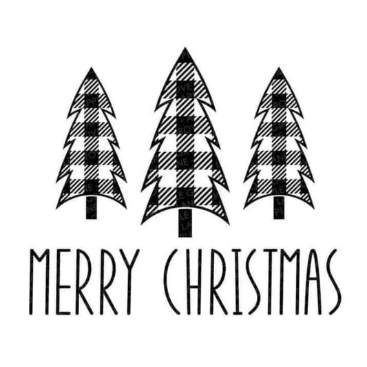 Merry Christmas Black and White Plaid Tree 2x2 Magnet