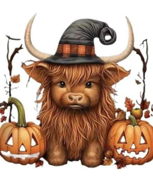 Halloween Cow Pumpkin 2x2 Magnet