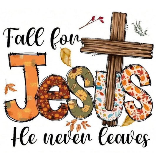 Fall for Jesus He Never Leaves 2x2 Magnet