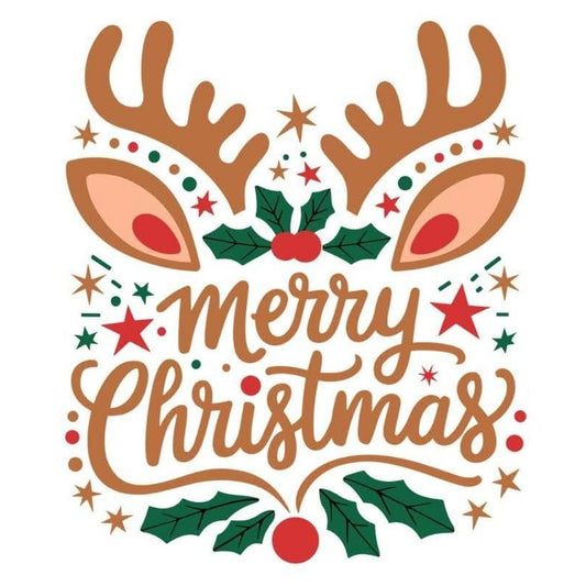 Merry Christmas Antlers 2x2 Magnet