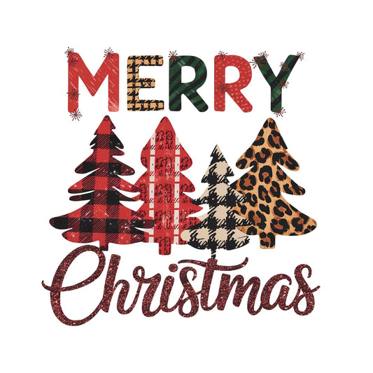 Merry Christmas Patterned Trees 2x2 Magnet