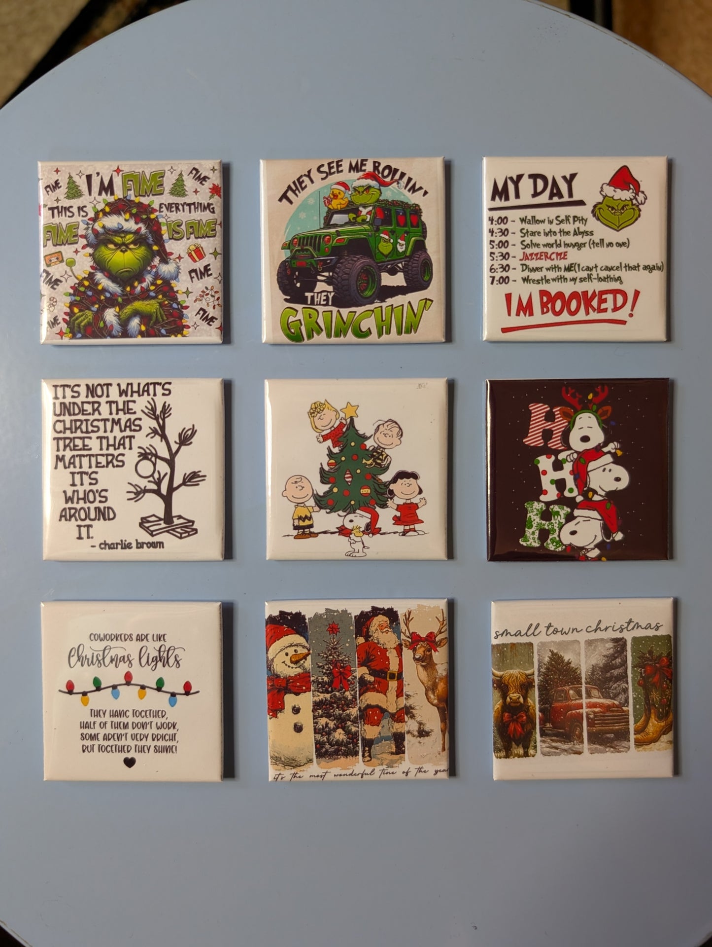 Set of 9 2x2 Christmas Collection Magnets