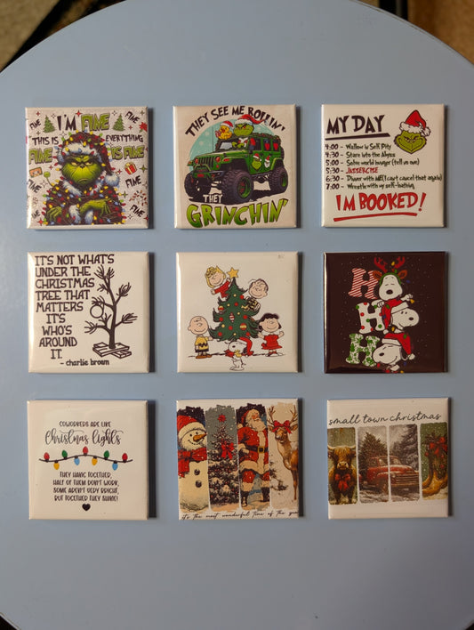 Set of 9 2x2 Christmas Collection Magnets