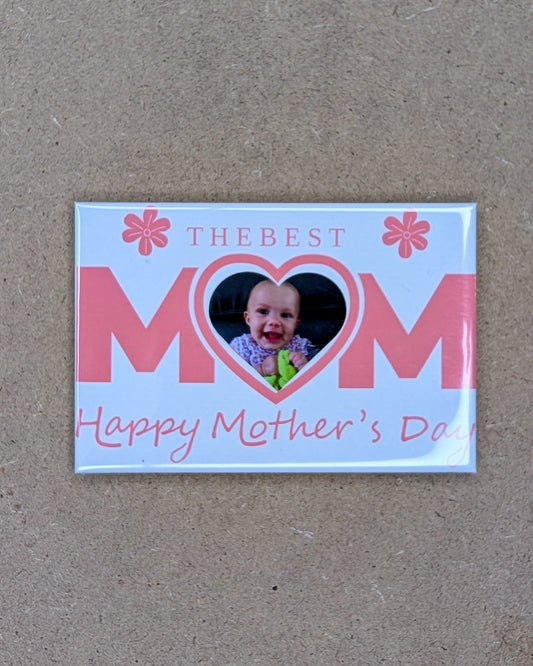 The Best Mom – 2x3 Personalized Heart Photo Mother's Day Magnet