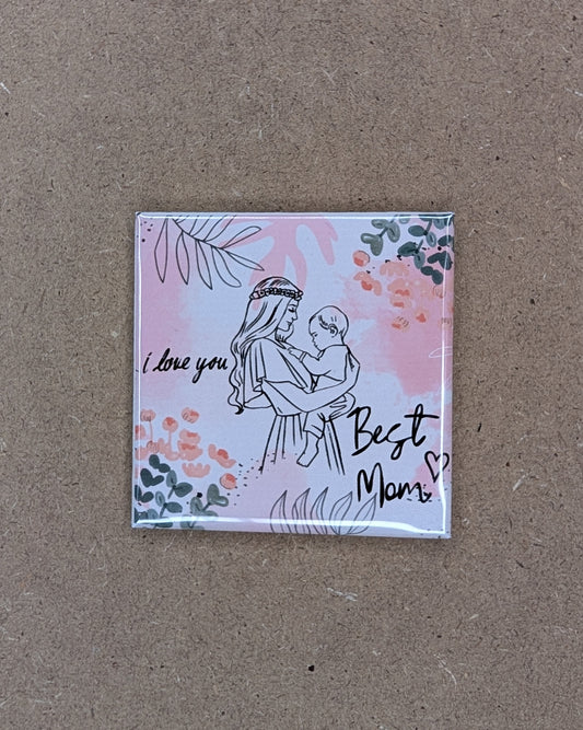 Best Mom I Love You – 2x2 Illustrated Floral Magnet