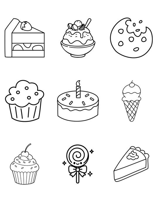 Dessert Coloring  Dry Erase Magnets