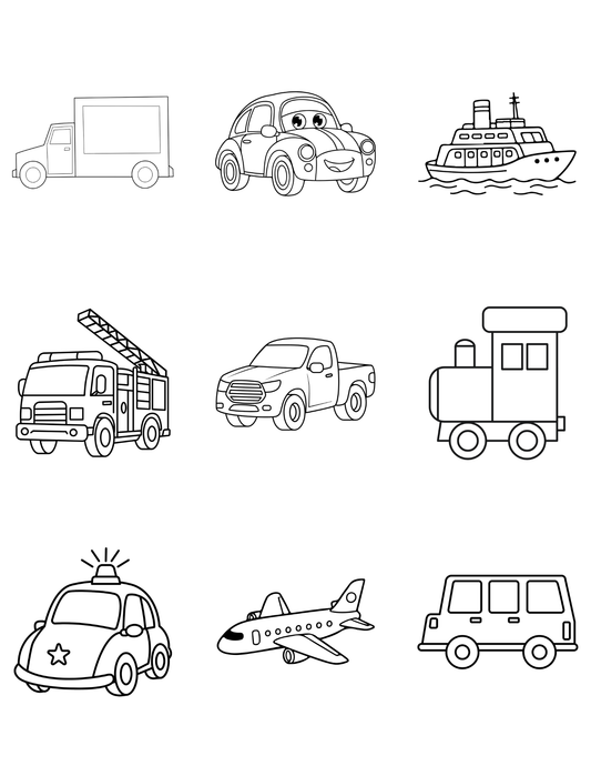 Transportation Coloring  Dry Erase Magnets