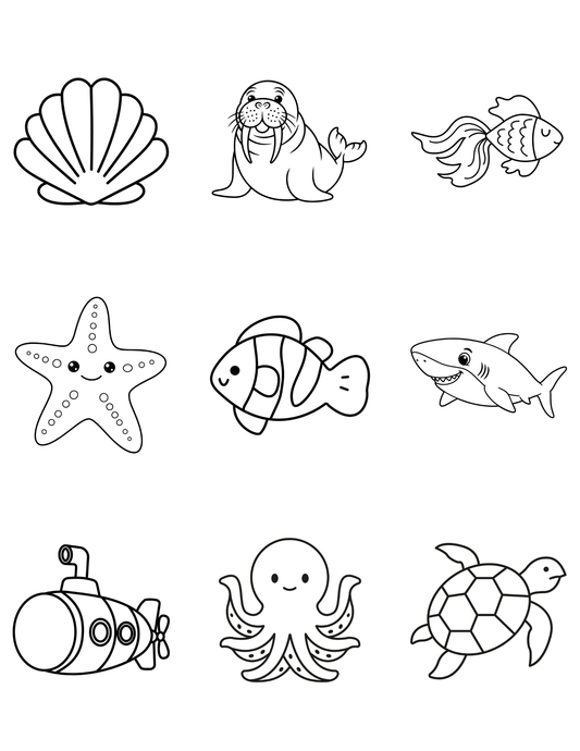 Ocean Coloring Dry Erase Magnets