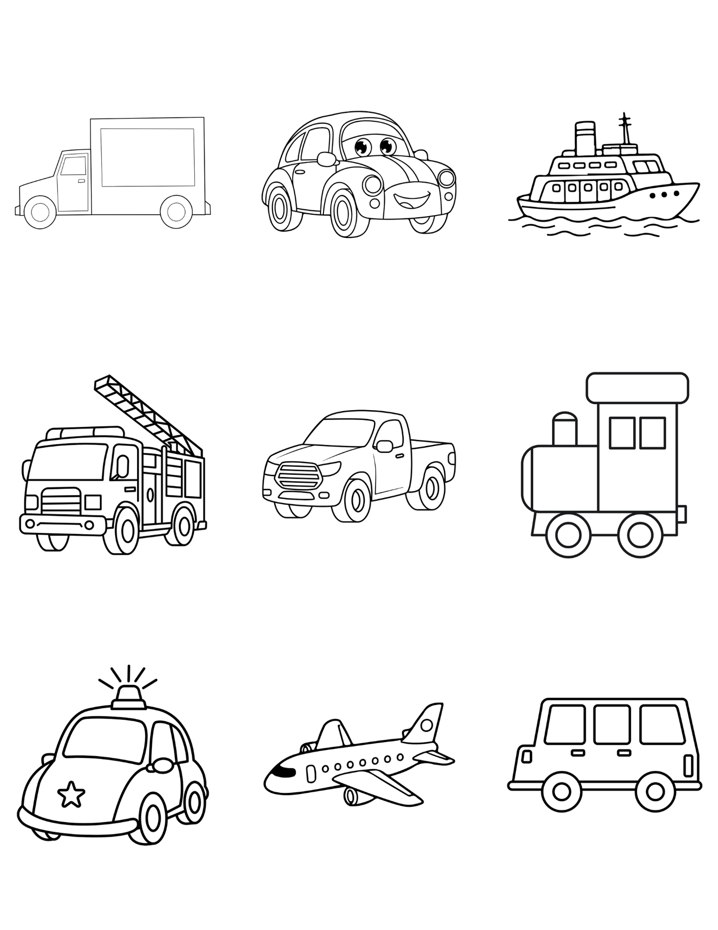 Transportation Coloring  Dry Erase Magnets