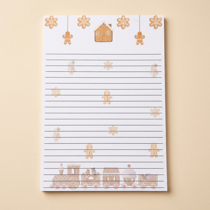 Individual gingerbread notepad on a soft cream background