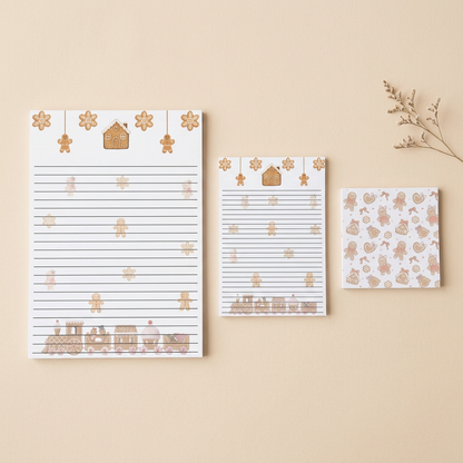 Gingerbread stationery on a pale caramel background