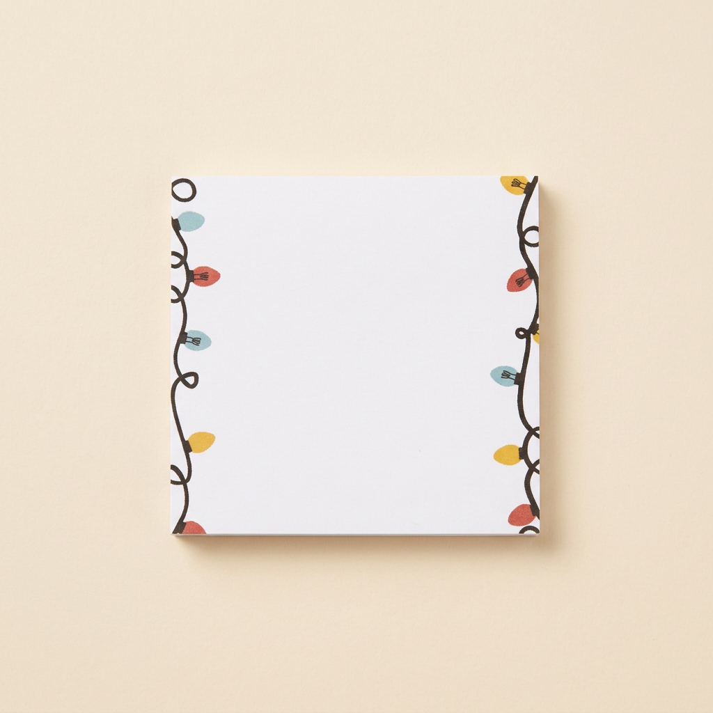 Christmas Lights sticky notes on a soft cream background