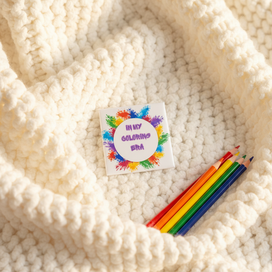 In My Coloring Era Magnet - Chunky White Knit Sweater