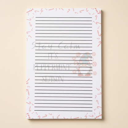 Second Peppermint Season notepad on a soft cream background