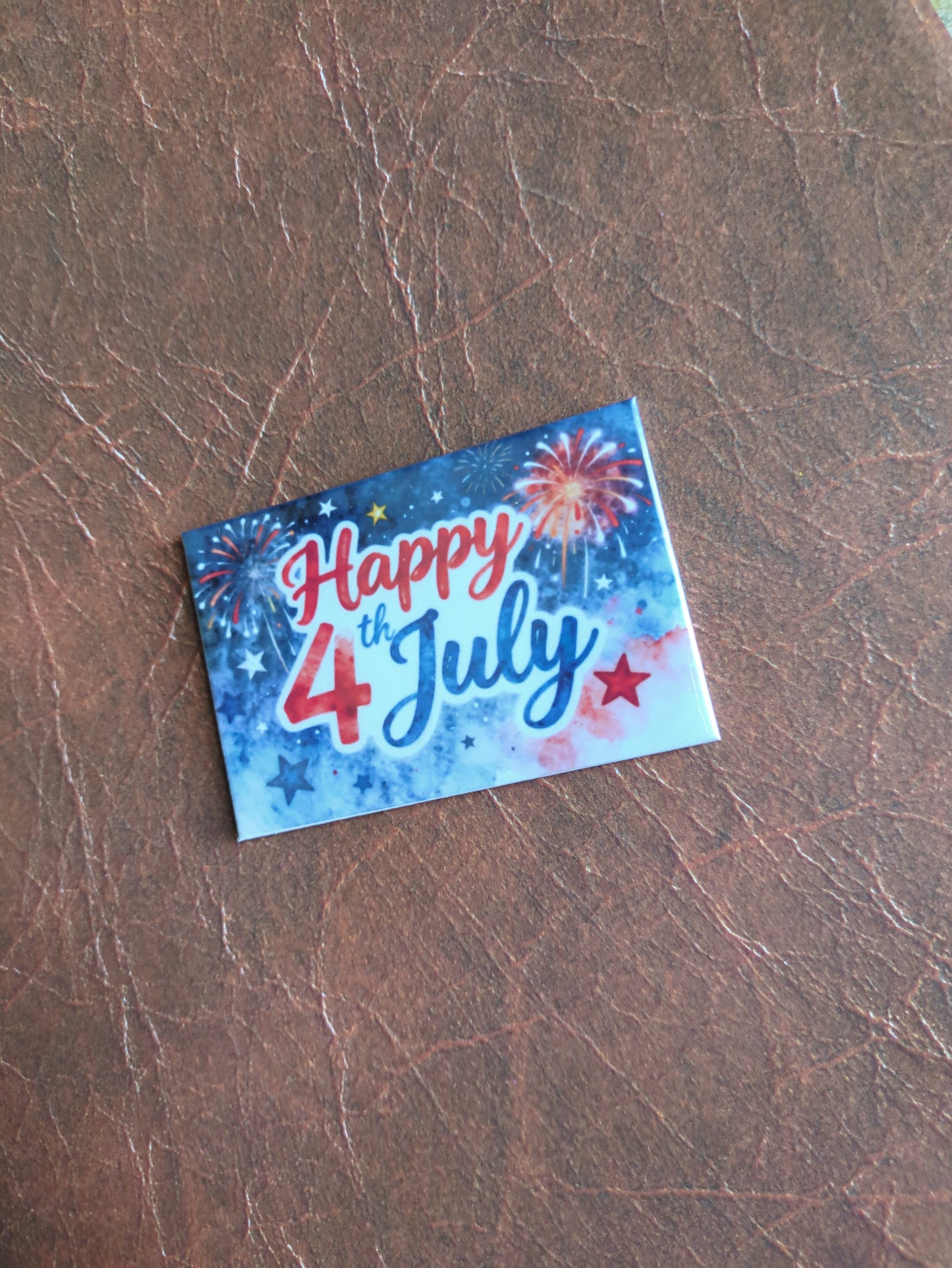 Happy 4th of July Watercolor Fireworks & Stars 2x3 Magnet