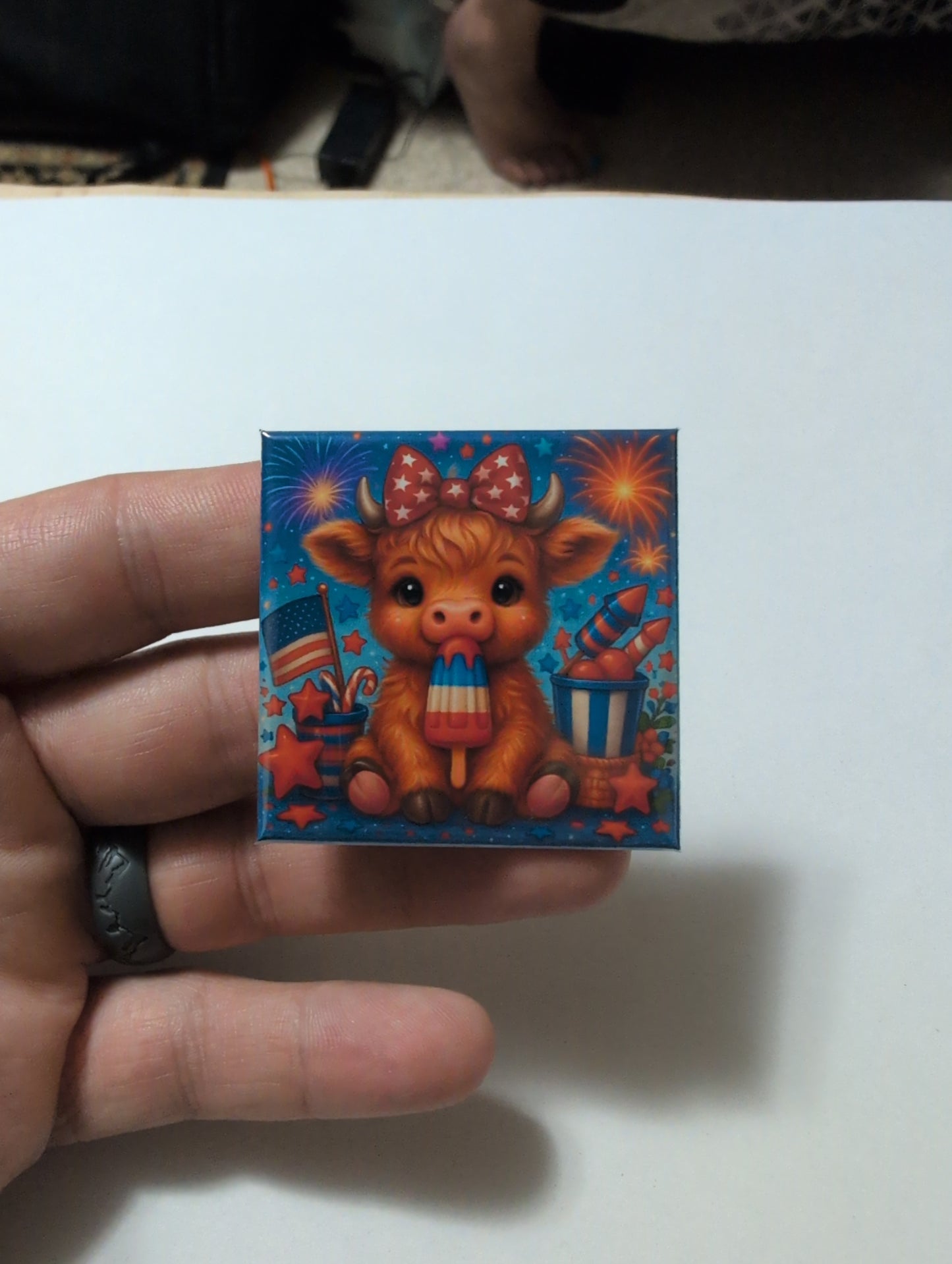 4th of July Cow Popsicle 2x2 Magnet