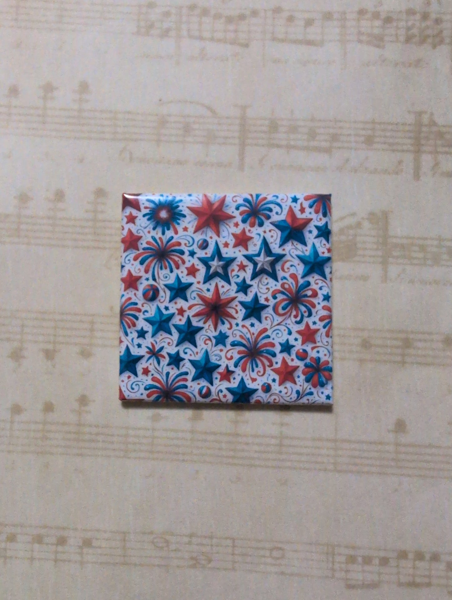 Stars & Fireworks 4th of July 2x2 Magnet