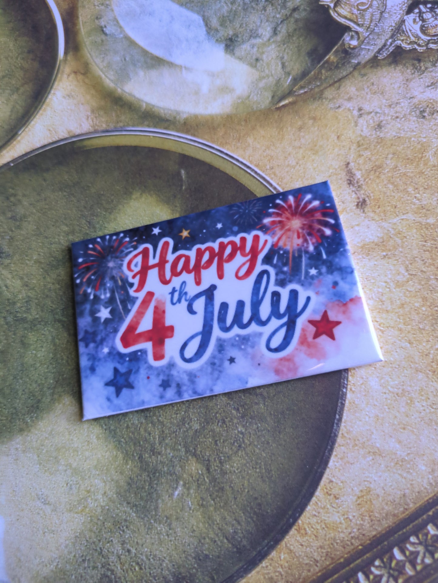 Happy 4th of July Watercolor Fireworks & Stars 2x3 Magnet