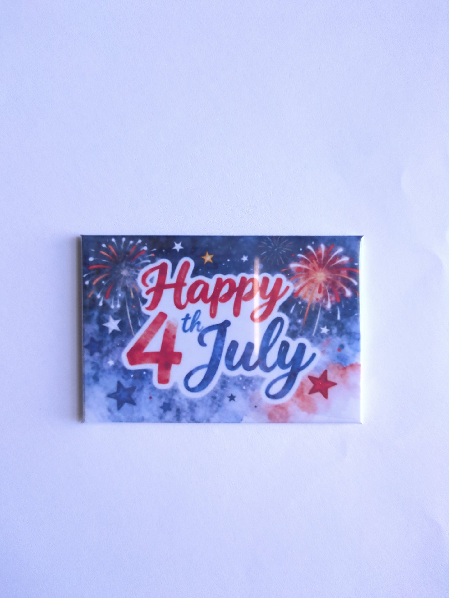Happy 4th of July Watercolor Fireworks & Stars 2x3 Magnet