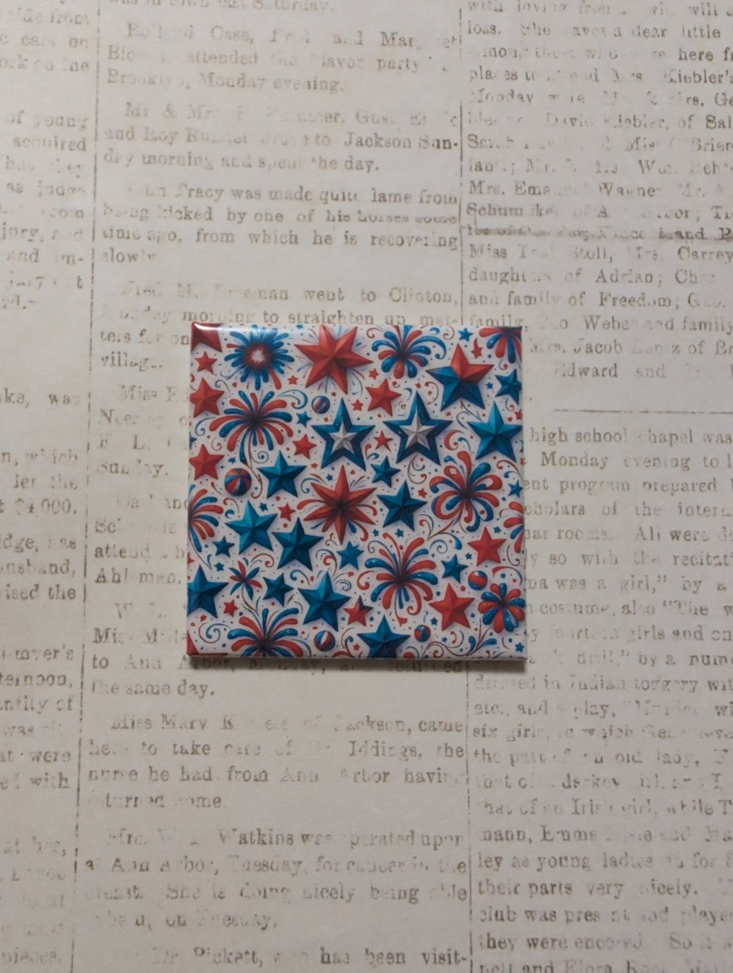 Stars & Fireworks 4th of July 2x2 Magnet