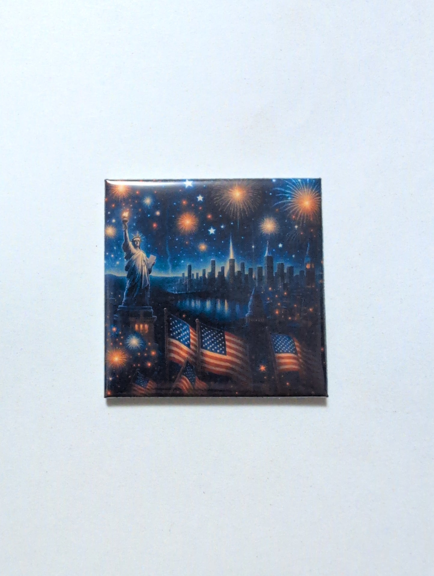 Statue of Liberty Skyline 2x2 Magnet