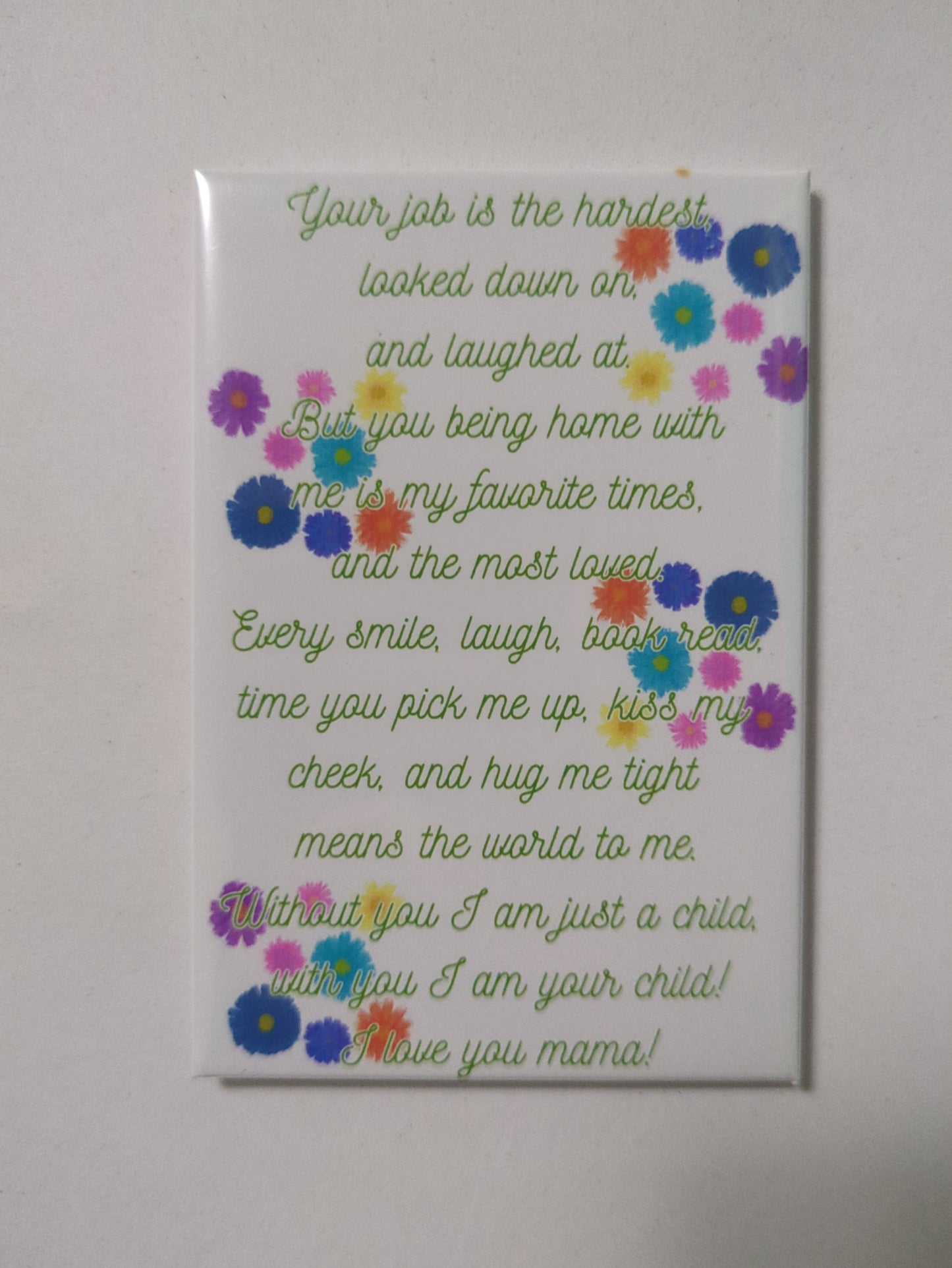 A Love Letter to My Stay at Home Mom – 2x3 Watercolor Floral Magnet