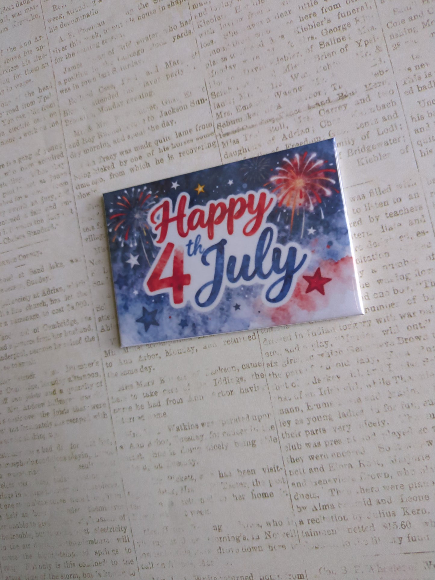 Happy 4th of July Watercolor Fireworks & Stars 2x3 Magnet