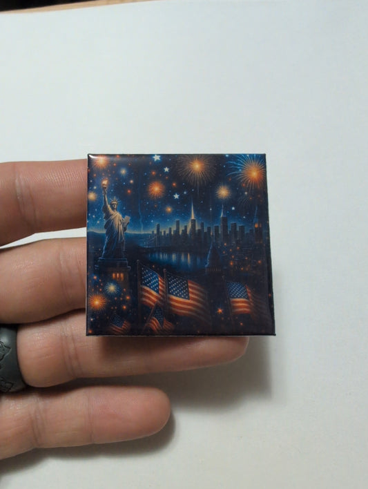 Statue of Liberty Skyline 2x2 Magnet
