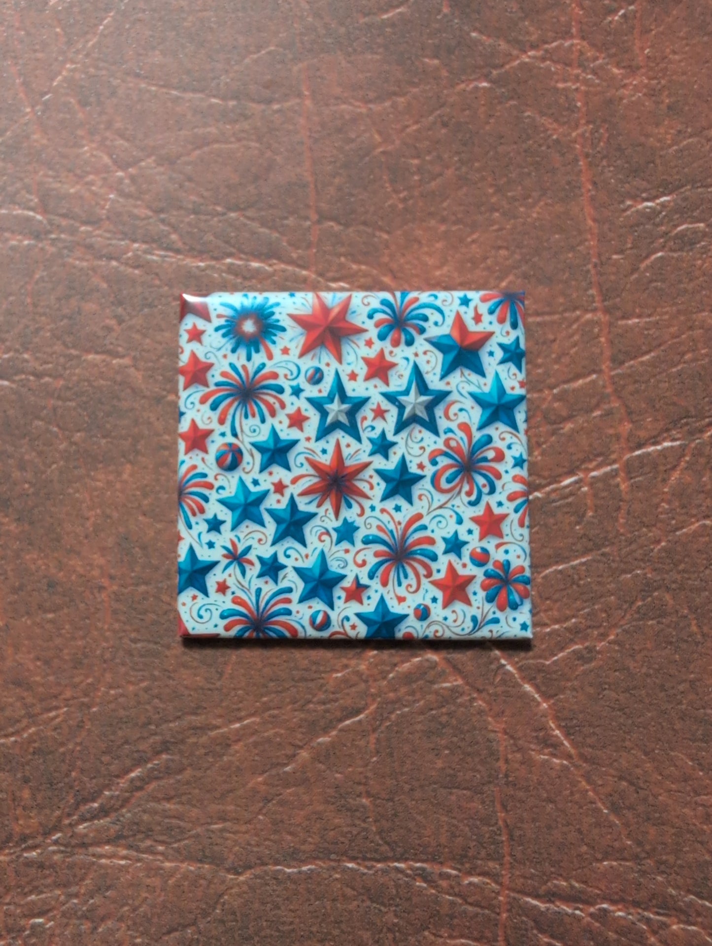 Stars & Fireworks 4th of July 2x2 Magnet