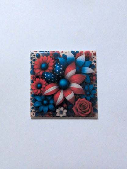 Patriotic Floral 2x2 Magnet