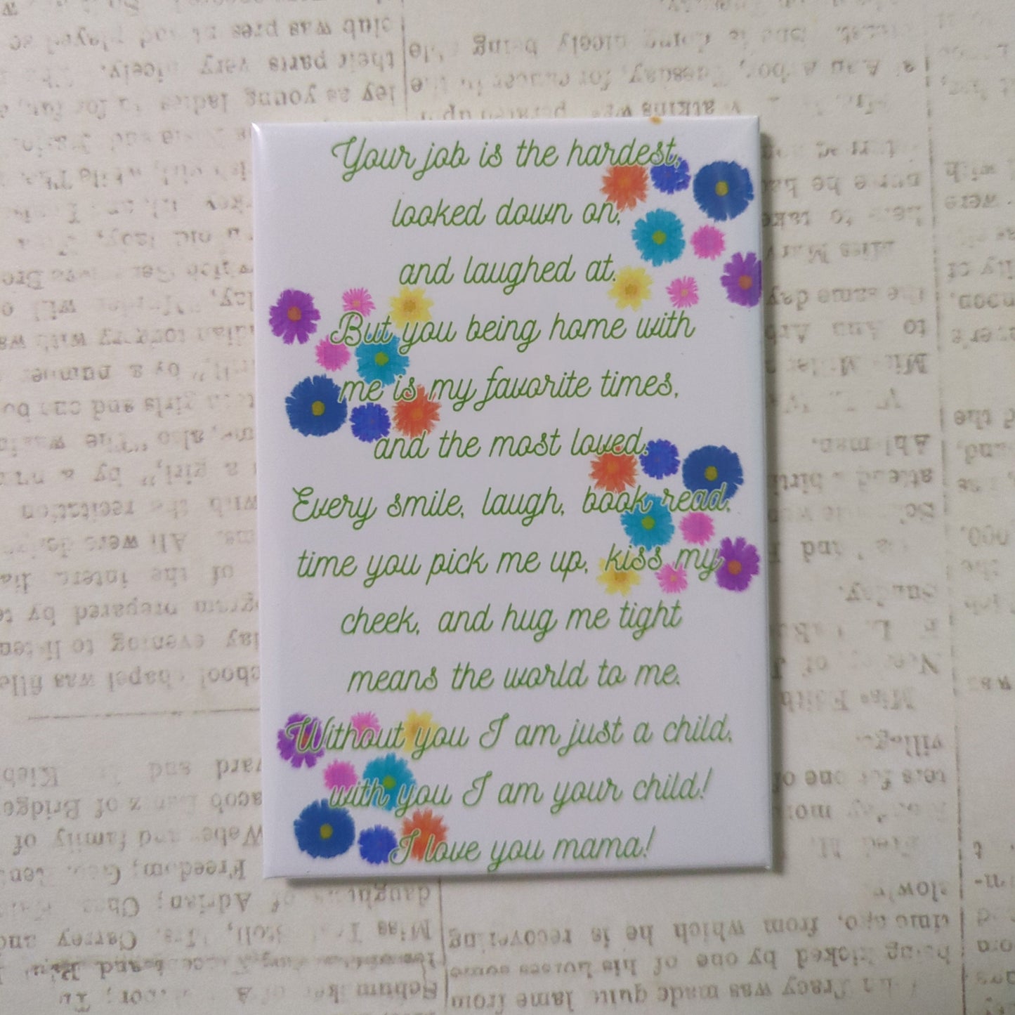 A Love Letter to My Stay at Home Mom – 2x3 Watercolor Floral Magnet
