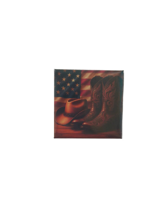 American Cowboy Hat and Boots 2x2 Magnet