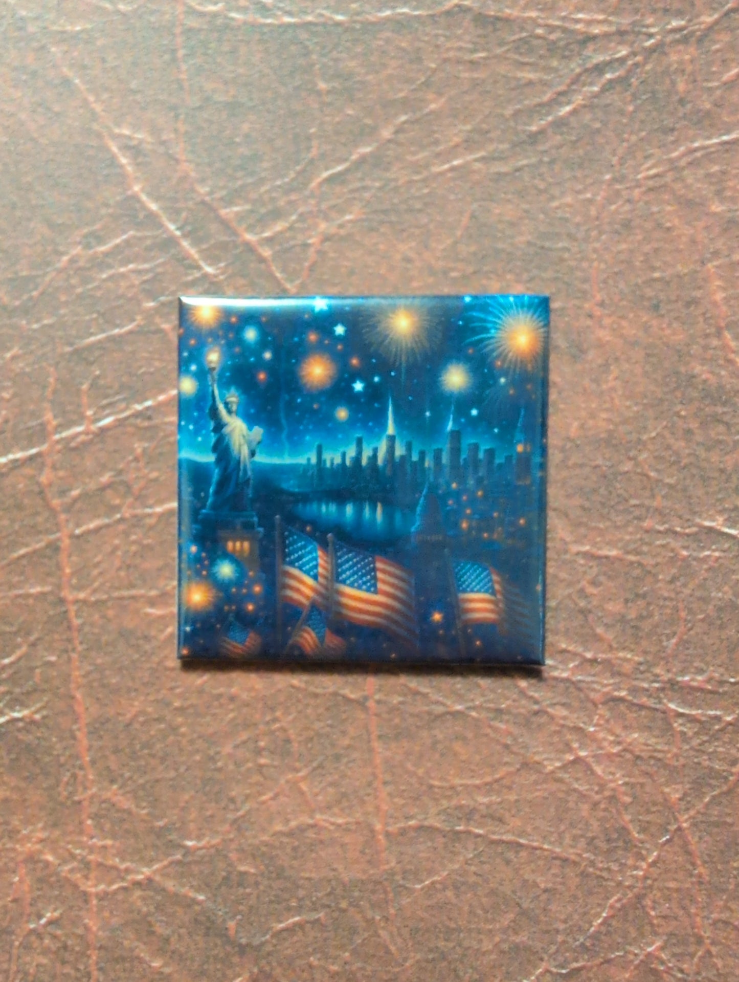 Statue of Liberty Skyline 2x2 Magnet
